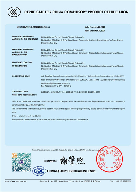 CCC For LED Driver