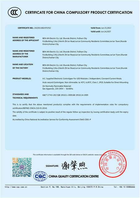 CCC LED Power Supply